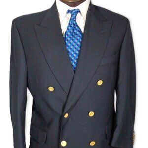 Marks and Spencer Pure New Wool Dark Navy Double Breasted Blazer Sport Coat 40S